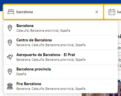 Cómo seleccionar destino en Booking