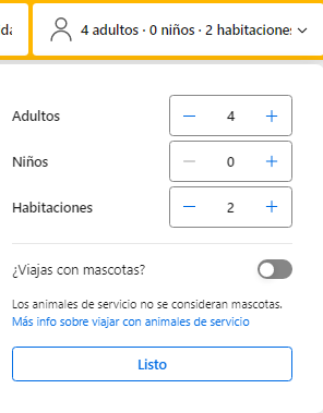 Cómo seleccionar número de huéspedes en Booking