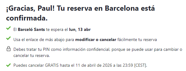 Cómo saber que una reserva de Booking está confirmada
