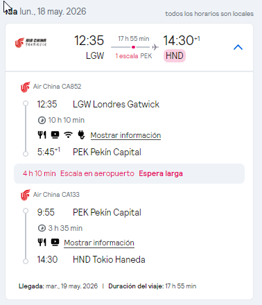 Detalles de vuelos de ida y vuelta en Skyscanner
