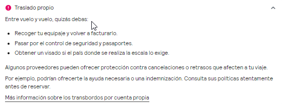 Riesgos de hacer un traslado propio con skyscanner
