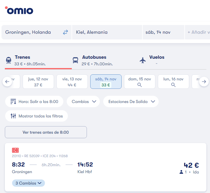 Opciones de viaje por Europa