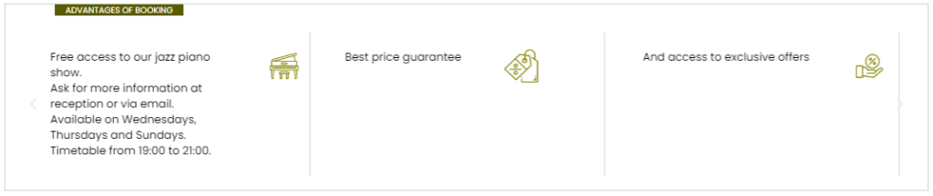 Benefits and advantages for booking through the hotel's website